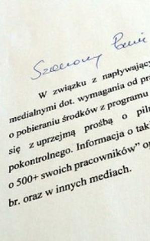 Interwencja minister Rafalskiej w sprawie wymagania oświadczeń od pracowników o pobieraniu świadczeń 500+
